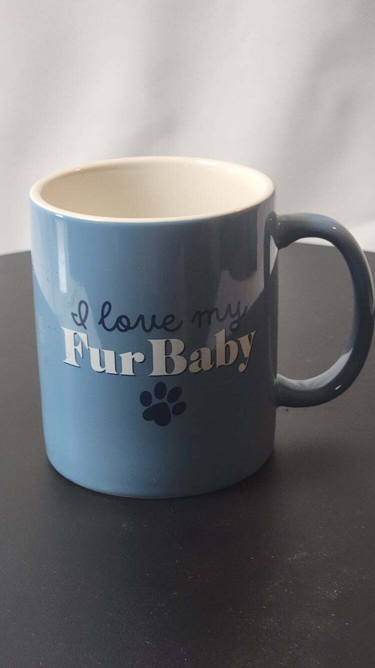 Room Essentials Stoneware Coffee Mug Blue I Love My Fur Baby Teacup 14 oz-NEW